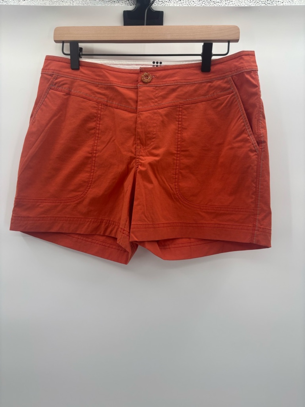 Title Nine Big B Women’s Hiking Shorts Stretchy Ripstop in Rust Orange Size 8